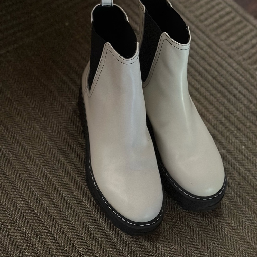 Marc Fisher Ivory and Black Ankle Booties